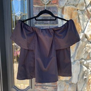 NWT Topshop Black Off the Shoulder Cotton Top